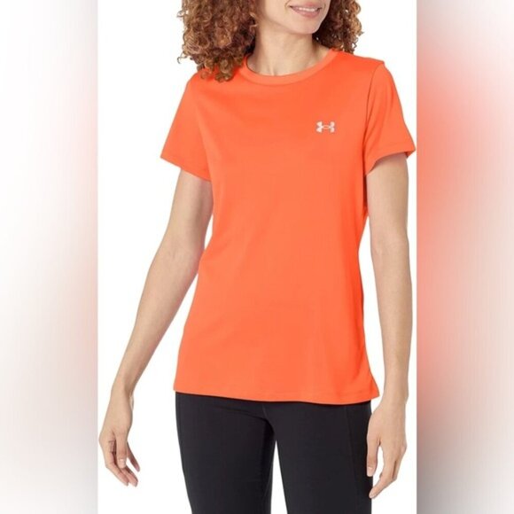 Under Armour Women’s HeatGear Coral Pink Short Sleeve T-Shirt - Size XL - Picture 1 of 12